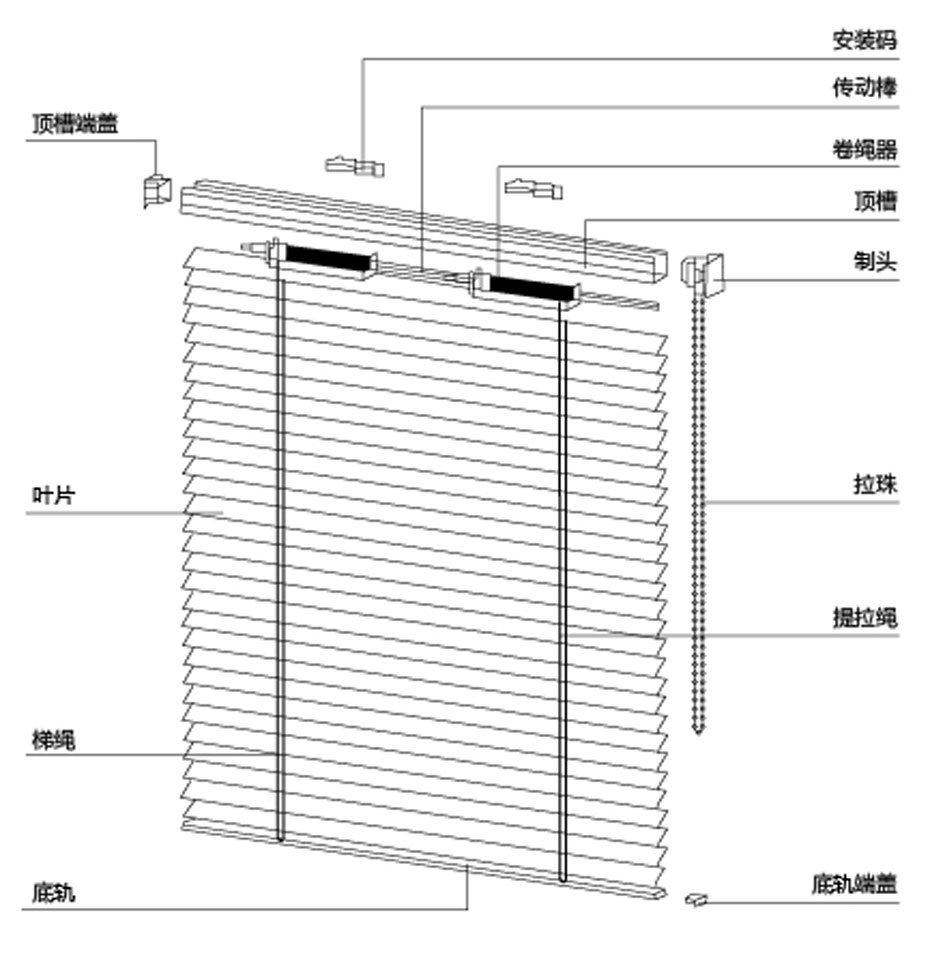 手動鋁百葉簾結構圖